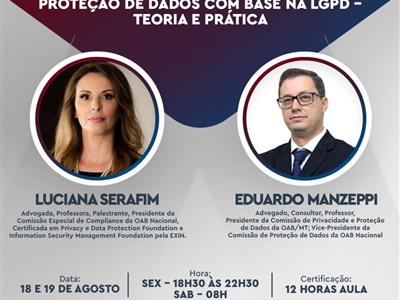 Foto da Notícia: Curso com base na LGPD será realizado pela OAB-MT